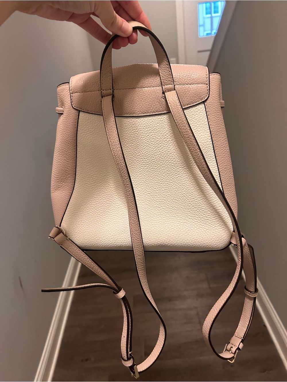NWT - kate spade New York Leila Drawstring Medium Flap Two-Tone Leather Backpack - Picture 3 of 6